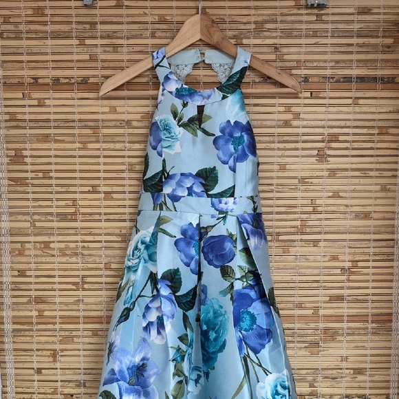 Speechless Blue and Green Halter A-Line Dress for Weddings - Picture 1 of 6